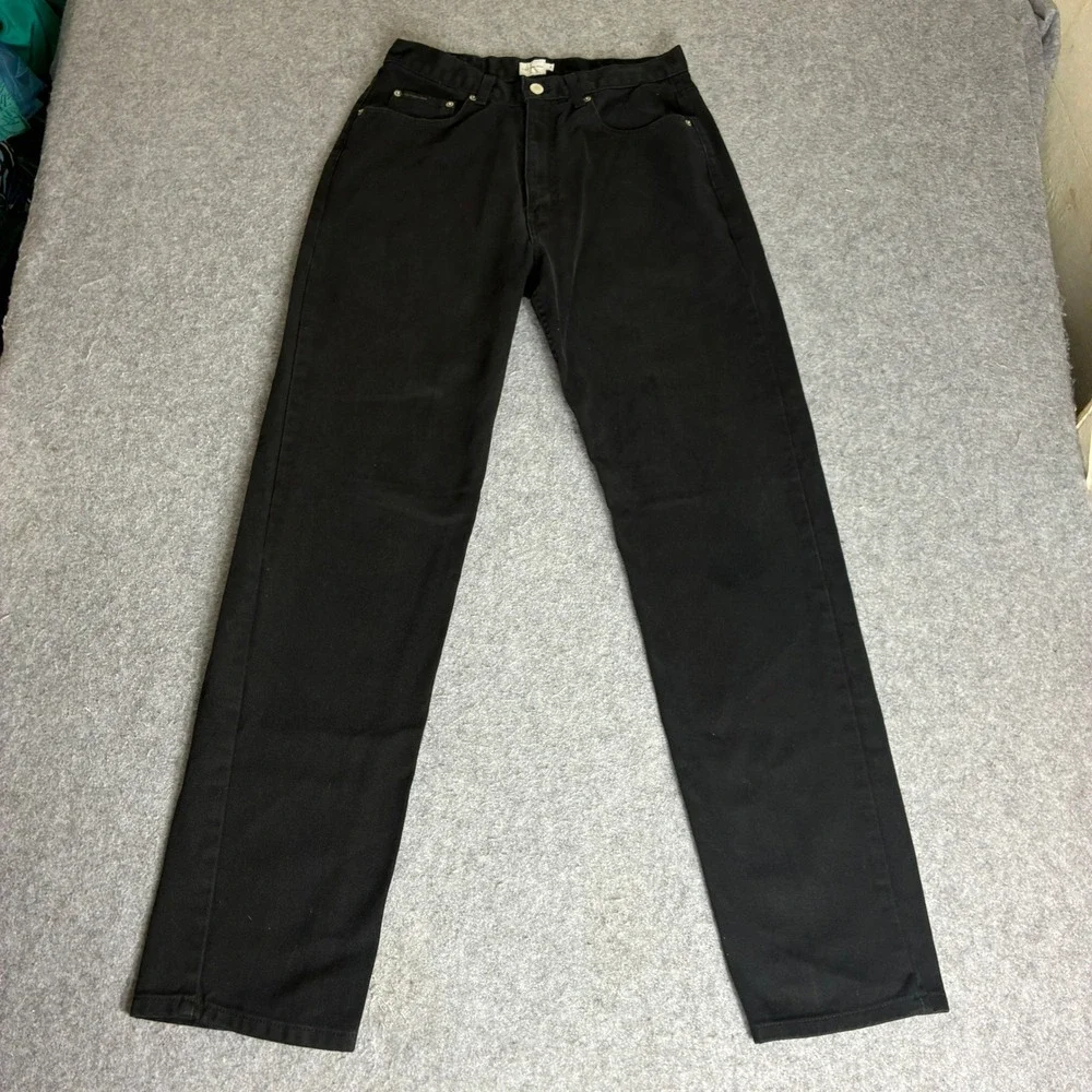 Calvin Klein Jeans Mens 30x33 Black Straight Leg Denim Pants Button Fly Vintage